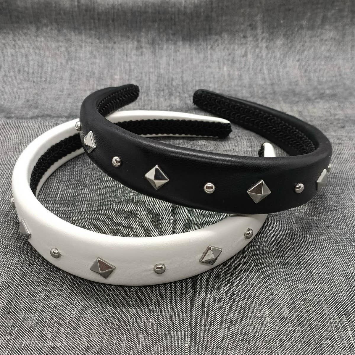 METAL STUDDED PUNK PADDED HIGH CROWN HEADBAND_CWAHA6319