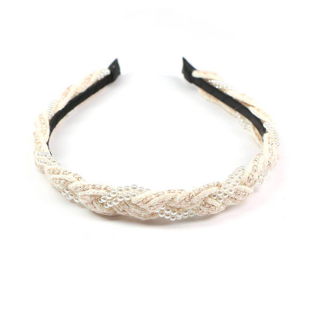BRAIDED HAND BRAIDED PEARL HEADBAND_CWAHA0986
