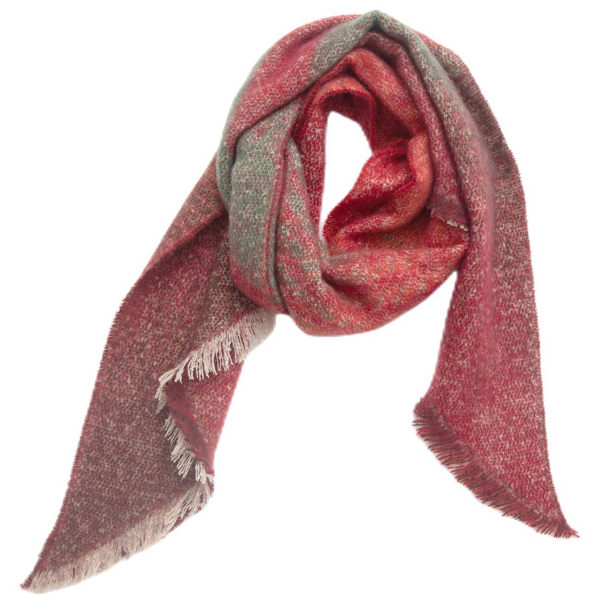 STRIPED FUZZY SHAWL THICK WINTER WRAP FOR WOMEN_CWASC0120