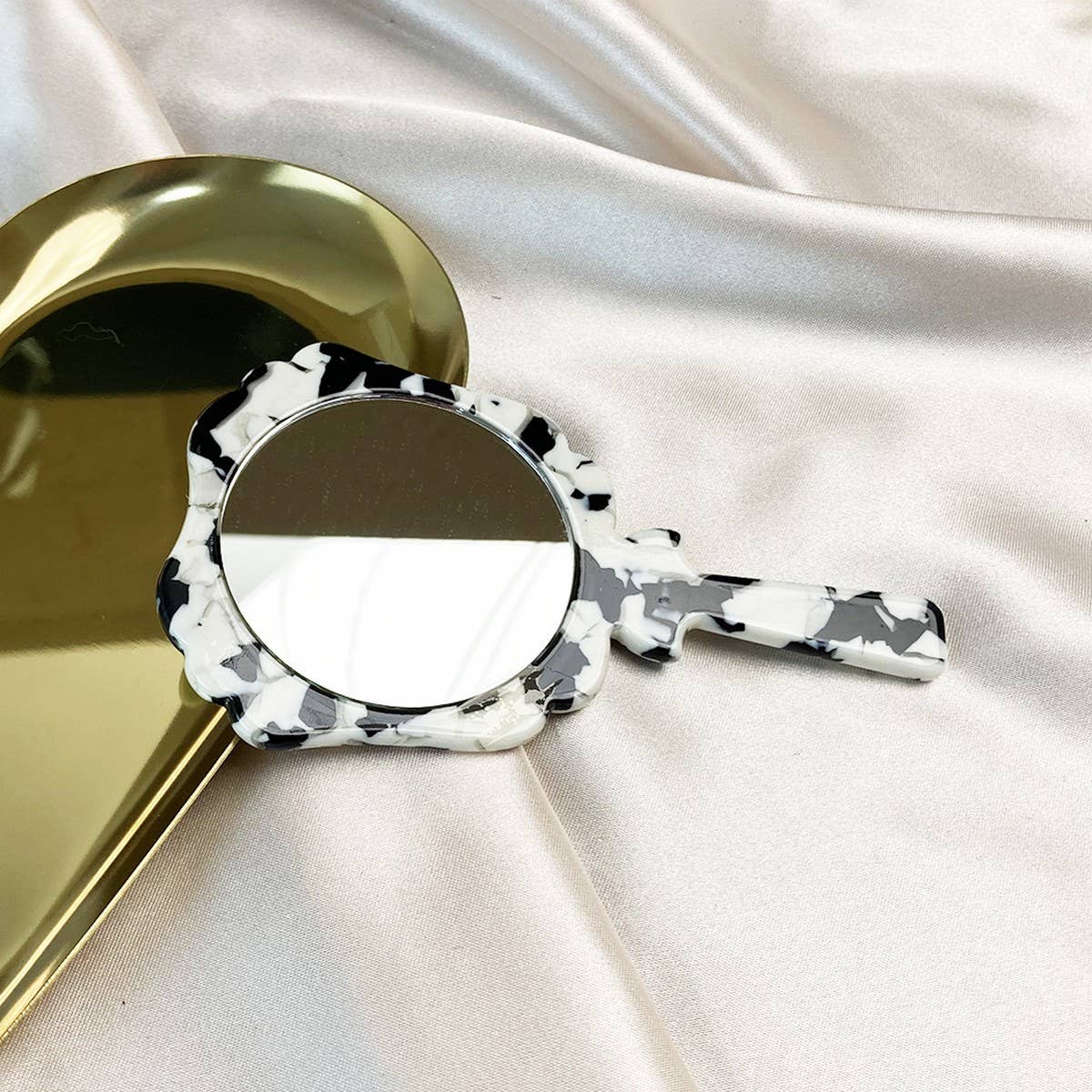 GEOMETRIC ACETATE HANDHELD MAKEUP MIRROR COMPACT_CWMM6386