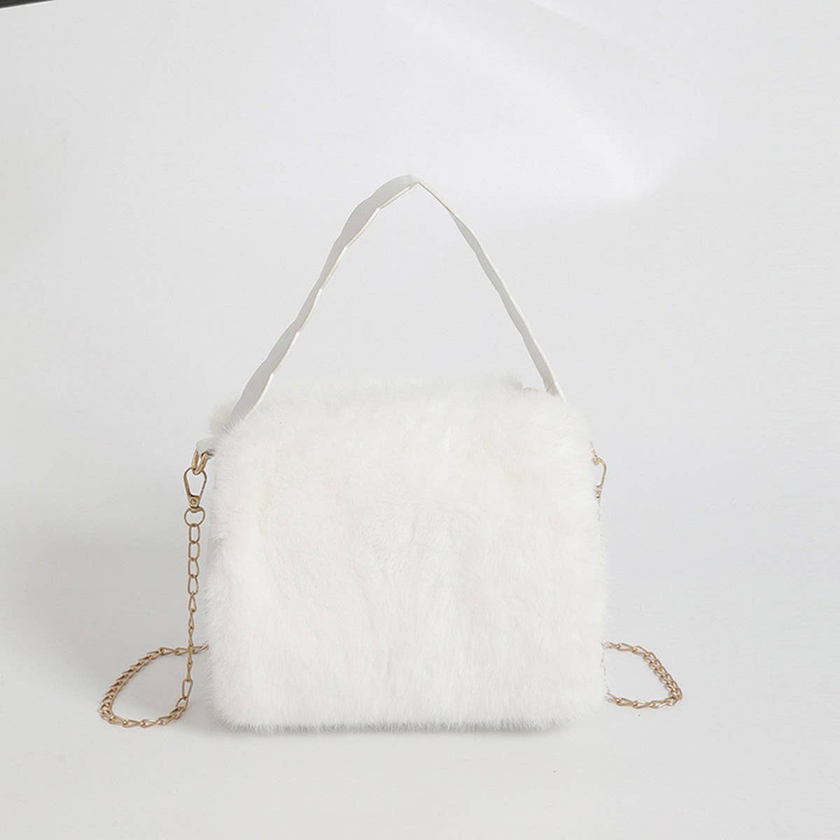 PLUSH TOTE HANDBAG SOFT CHAIN SHOULDER BAG_CUAB00582