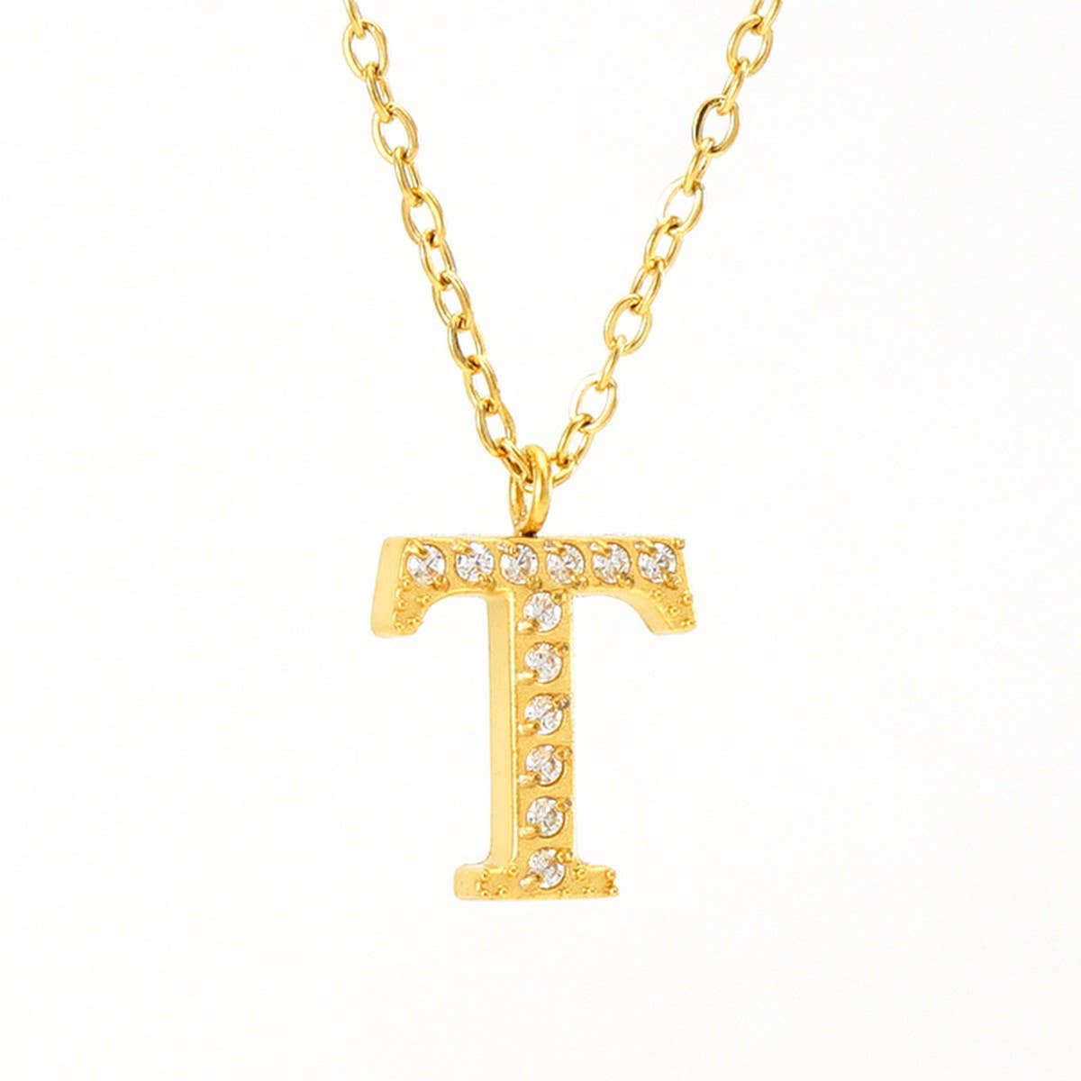 FASHION 26 LETTER DIAMOND PENDANT NECKLACE_CWAJE0684