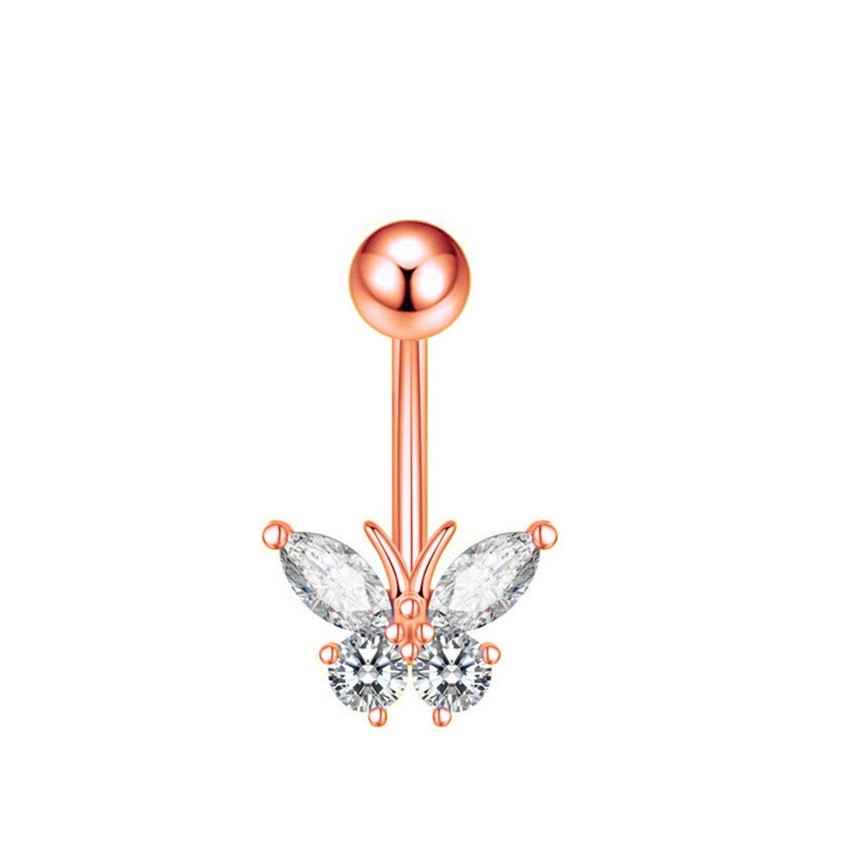SEXY PINK BUTTERFLY CZ NAVEL RING PIERCING_CWMM9381