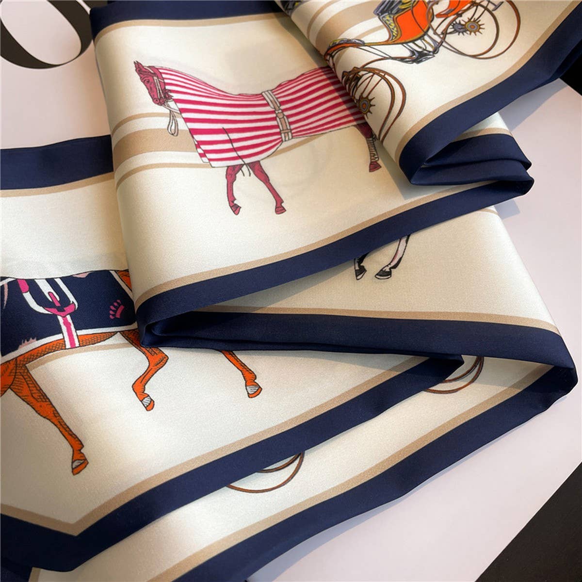 NARROW RIBBON ANGLED PRINTED SILK HEAD SCARF_CWASC1527