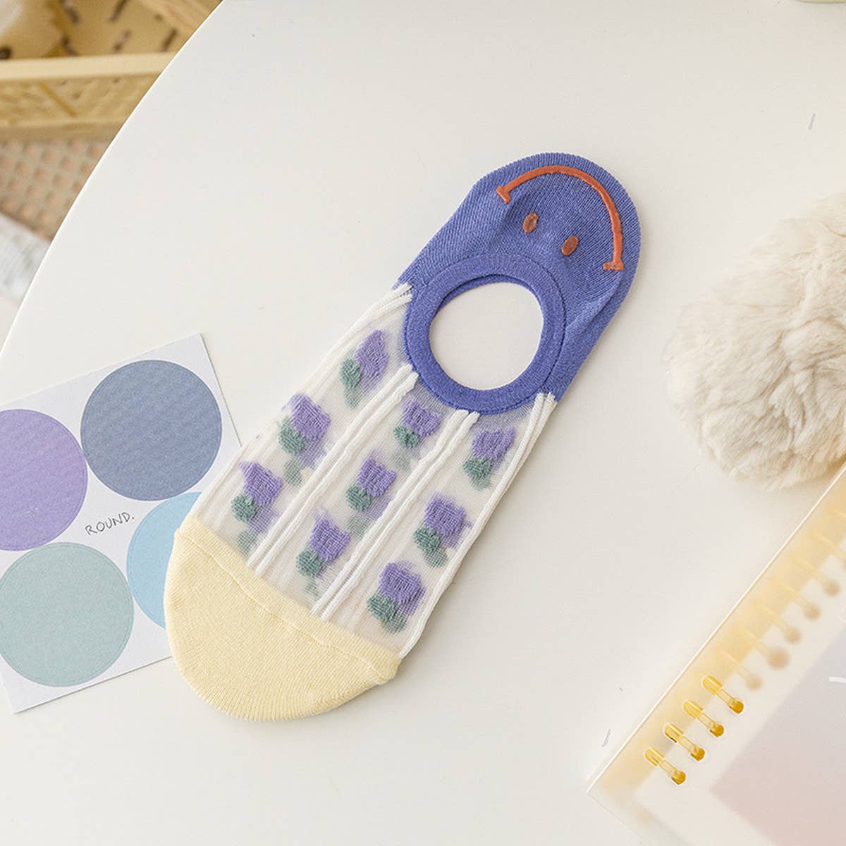 Women Floral Thin Breathable Shallow Socks_Cwms0433