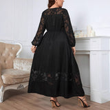 HIGH END LACE DRESS WITH SLEEVES FALL STYLE_CWDSD8479