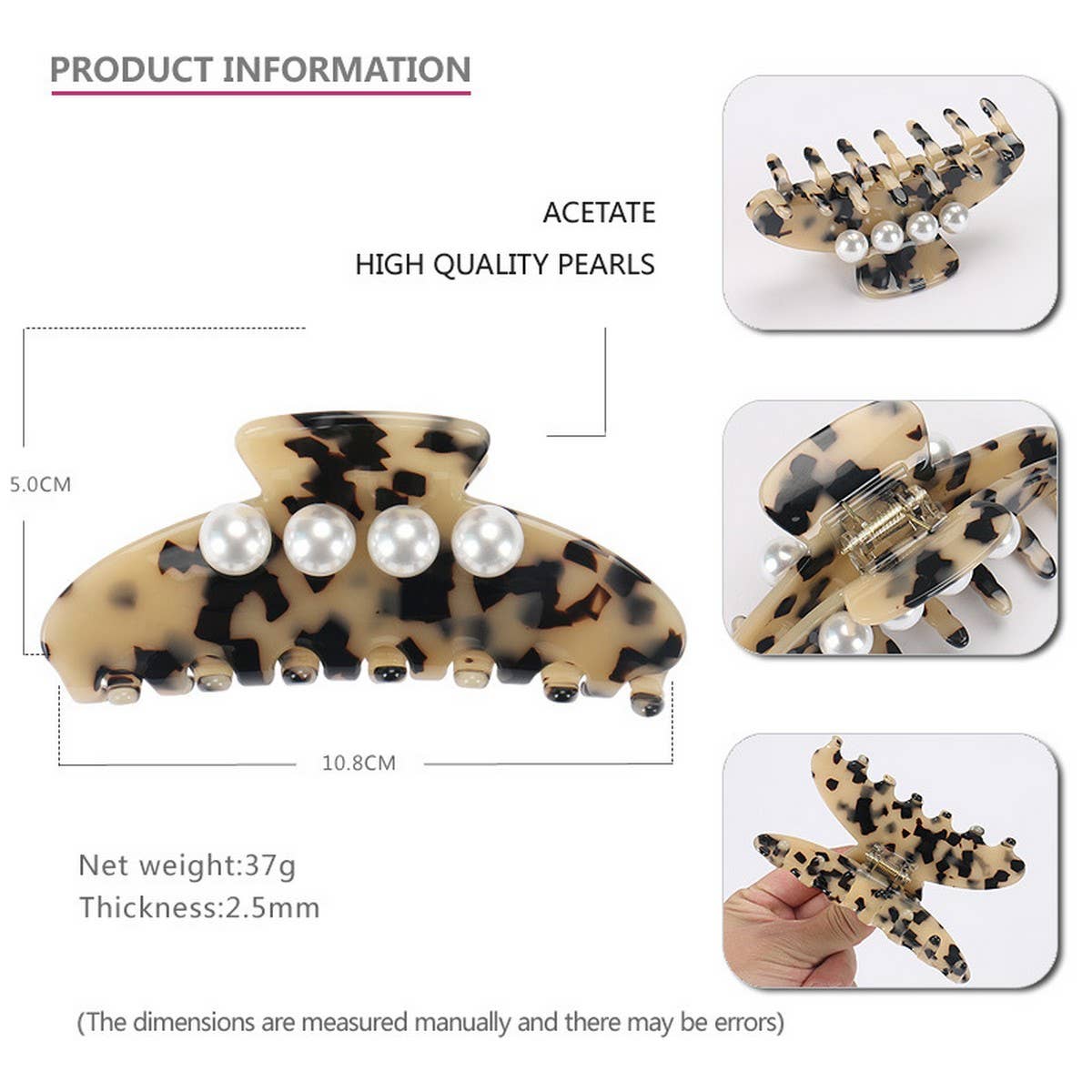 ACETATE CLAW CLIP LARGE HAIR CLAW SHARK CLIP_CWAHA4325