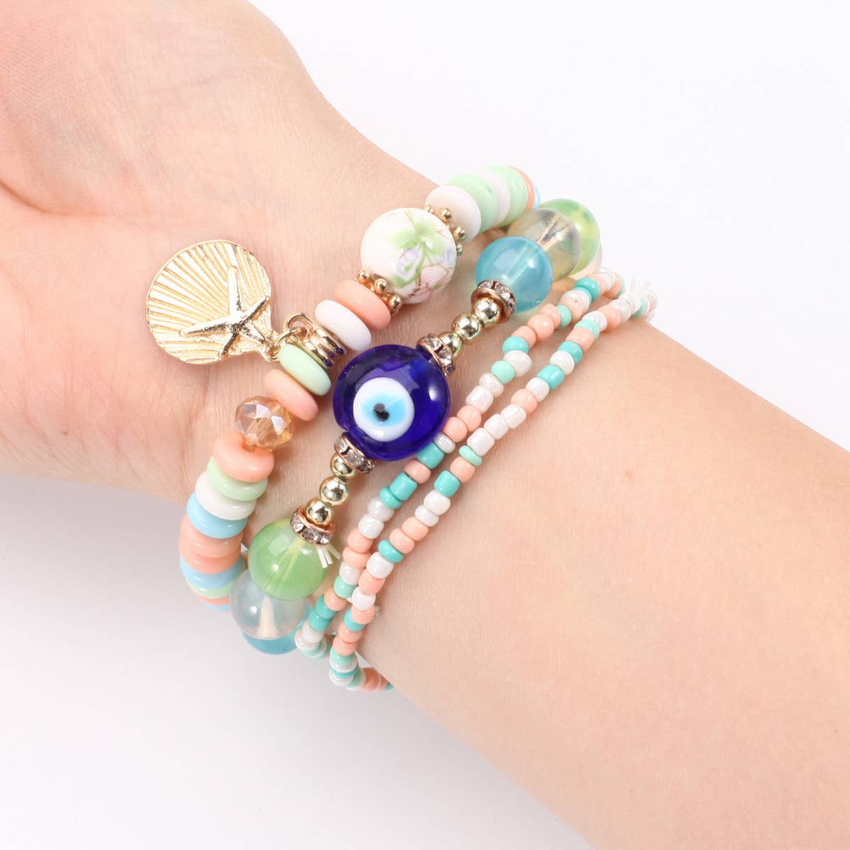 BOHEMIAN MULTI LAYERED EVIL EYE BRACELET_CWAJE2214