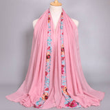 Embroidered Cotton Scarf Long Veil Shawl_Cwmm2002