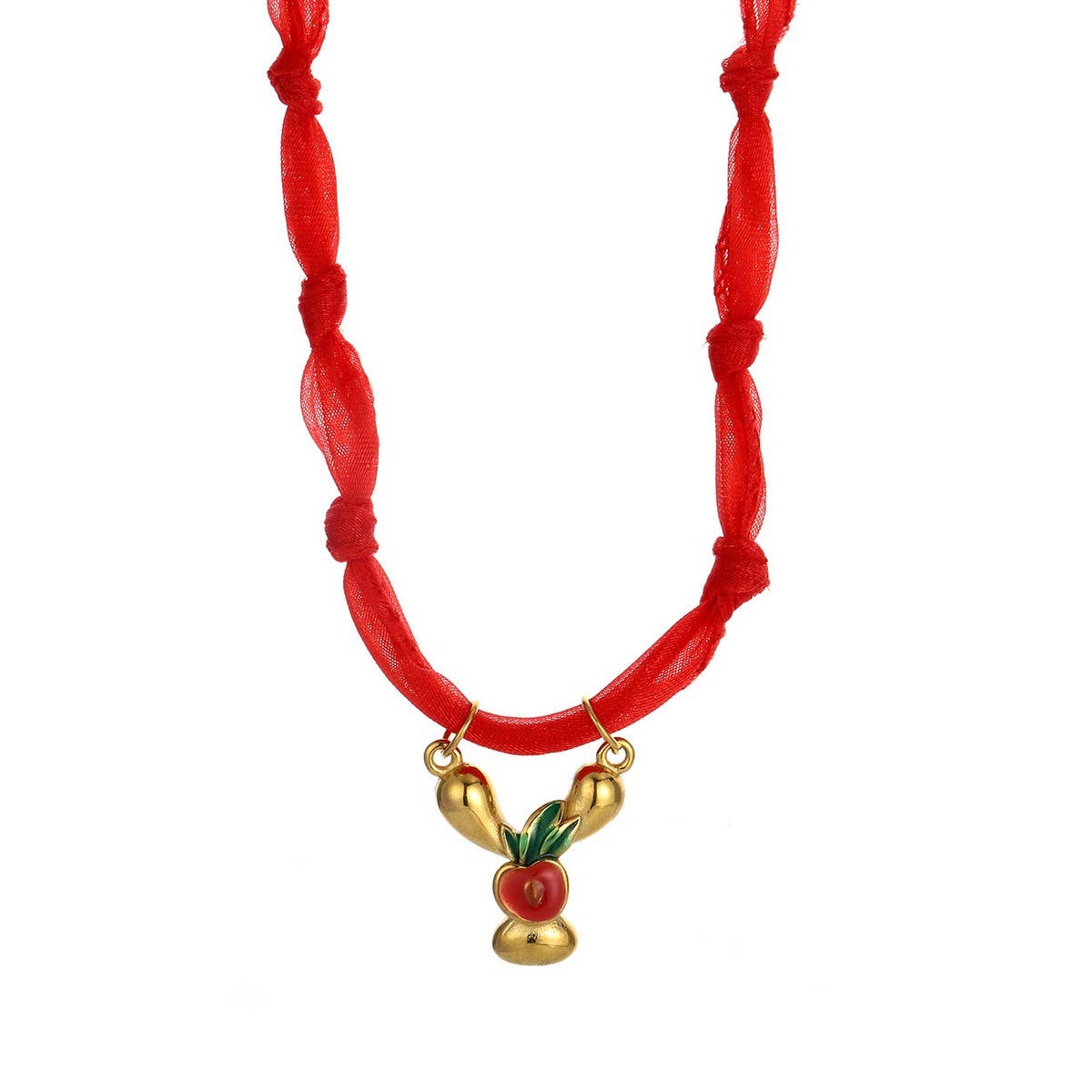 COLORFUL SCARF NECKLACE WITH FRUIT CHARMS_CWMM8801