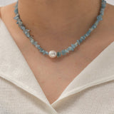 NAVY BLUE MULTIFUNCTIONAL GRAVEL PEARL NECKLACE_CWAJE1365