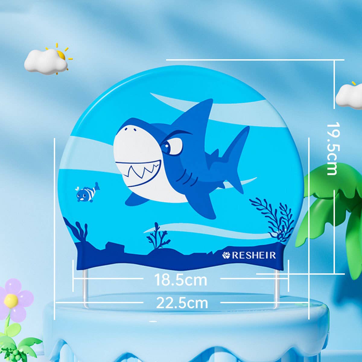 KIDS WATERPROOF SILICONE SWIM CAP CUTE COMFY_CWMM6788