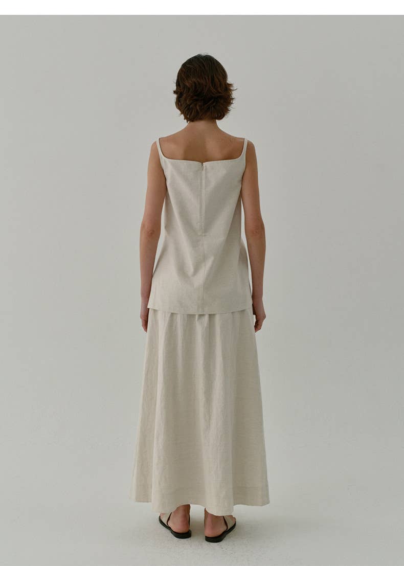 Vintage Quality Linen-Cotton Long Skirt