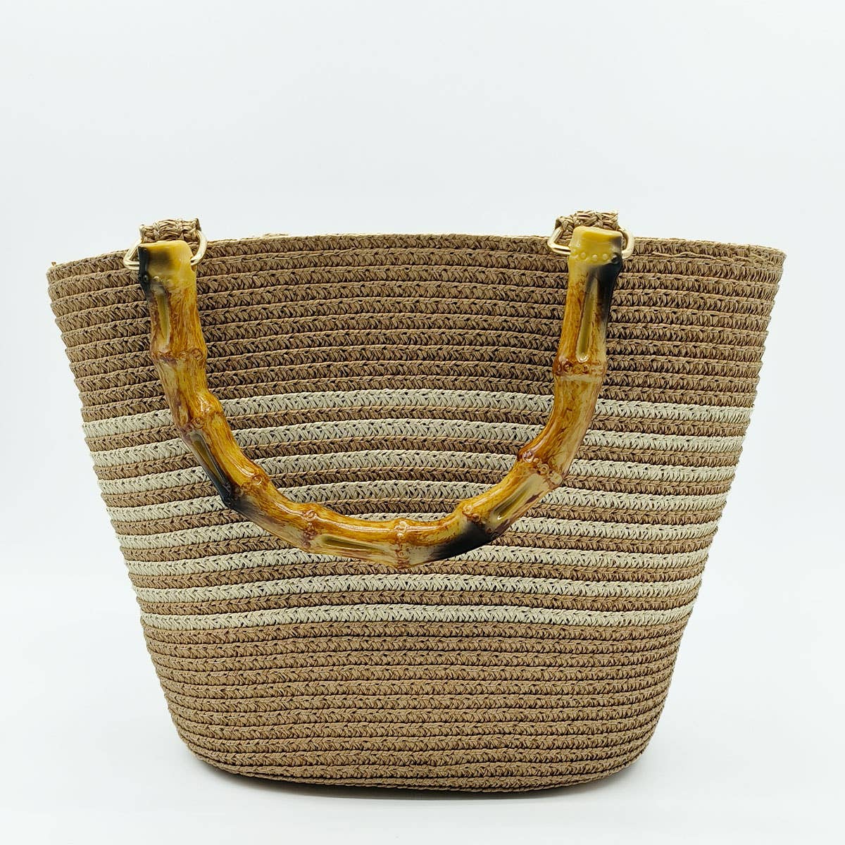 CONTRAST COLOR STRIPED HAND WOVEN BAG_CWAB2092
