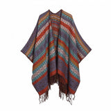 FAUX CASHMERE TASSEL SHAWL BLANKET SLIT CAPE_CWASC2264