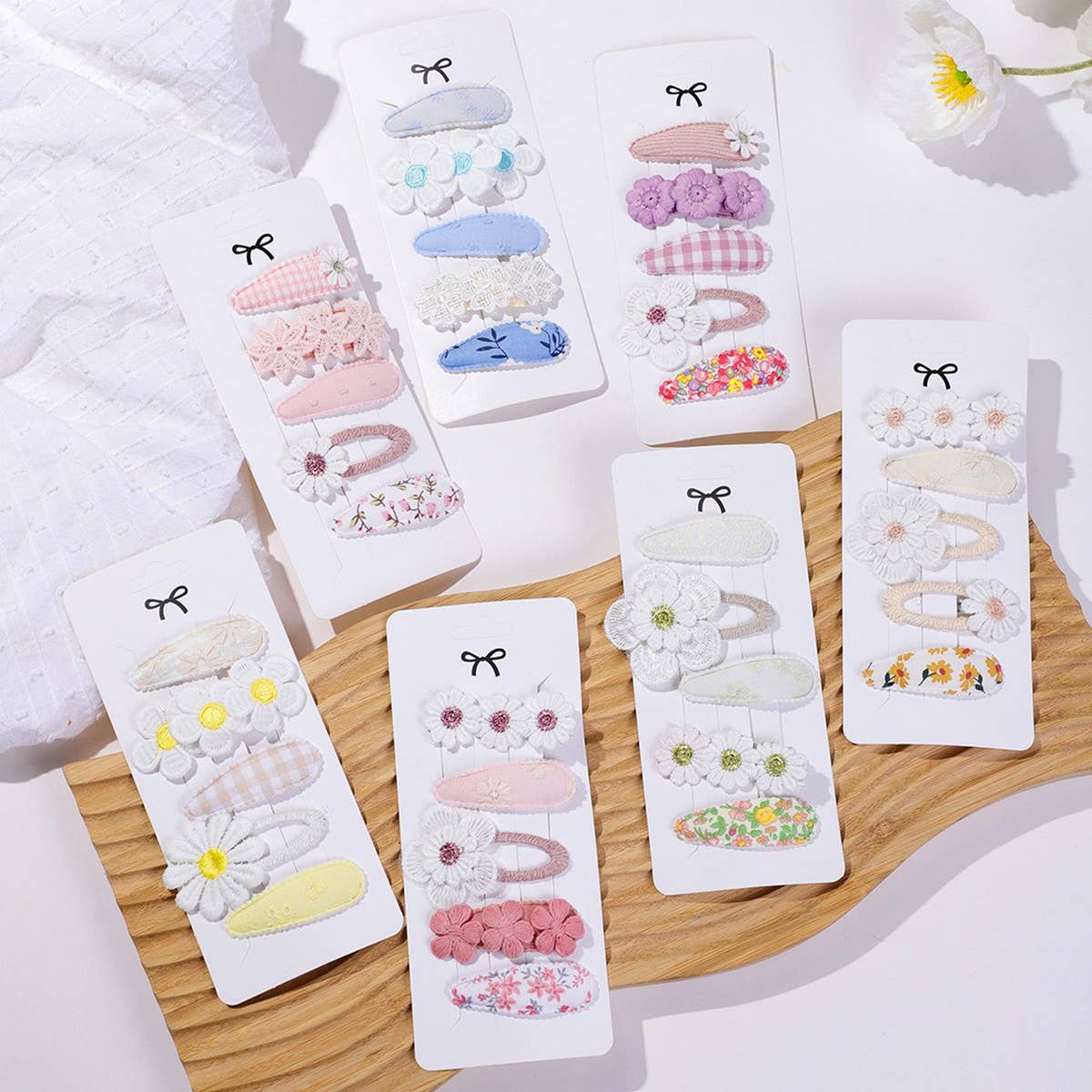 DAISY BB CLIP SET PRINTED CUTE FABRIC CLIPS_CWAHA6701
