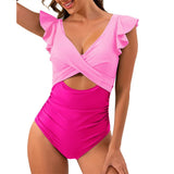 RUFFLED SMALL FLYING SLEEVE TUMMY CONTROL SWIMSUIT_CWMW0621
