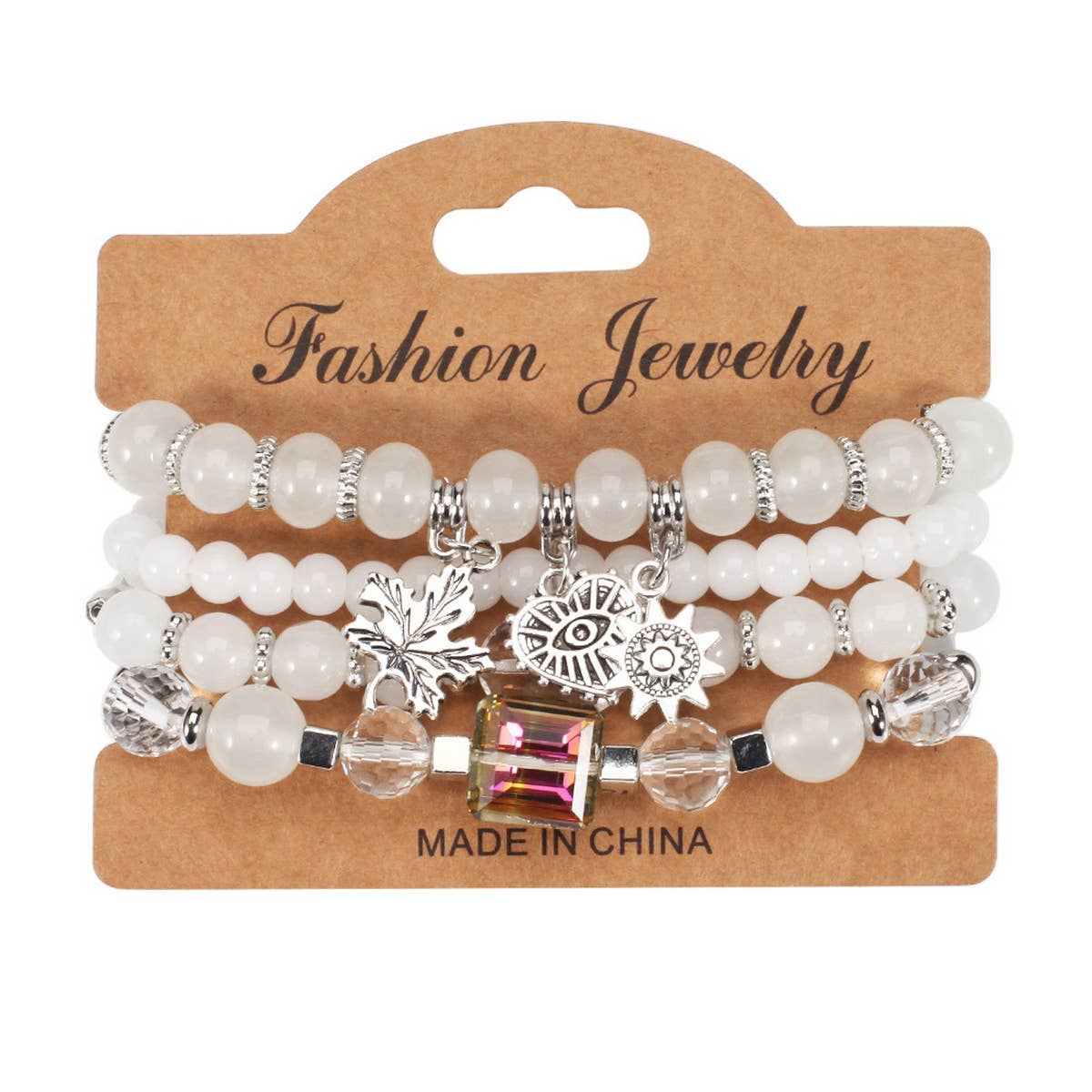 MULTI LAYERED MAPLE LEAF HEART PENDANT BRACELET_CWAJE2229