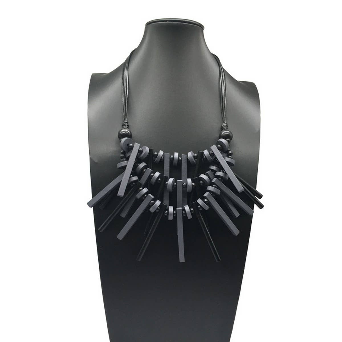 BOHEMIAN MULTI LAYERED WOODEN BEADS NECKLACE_CWMM4560