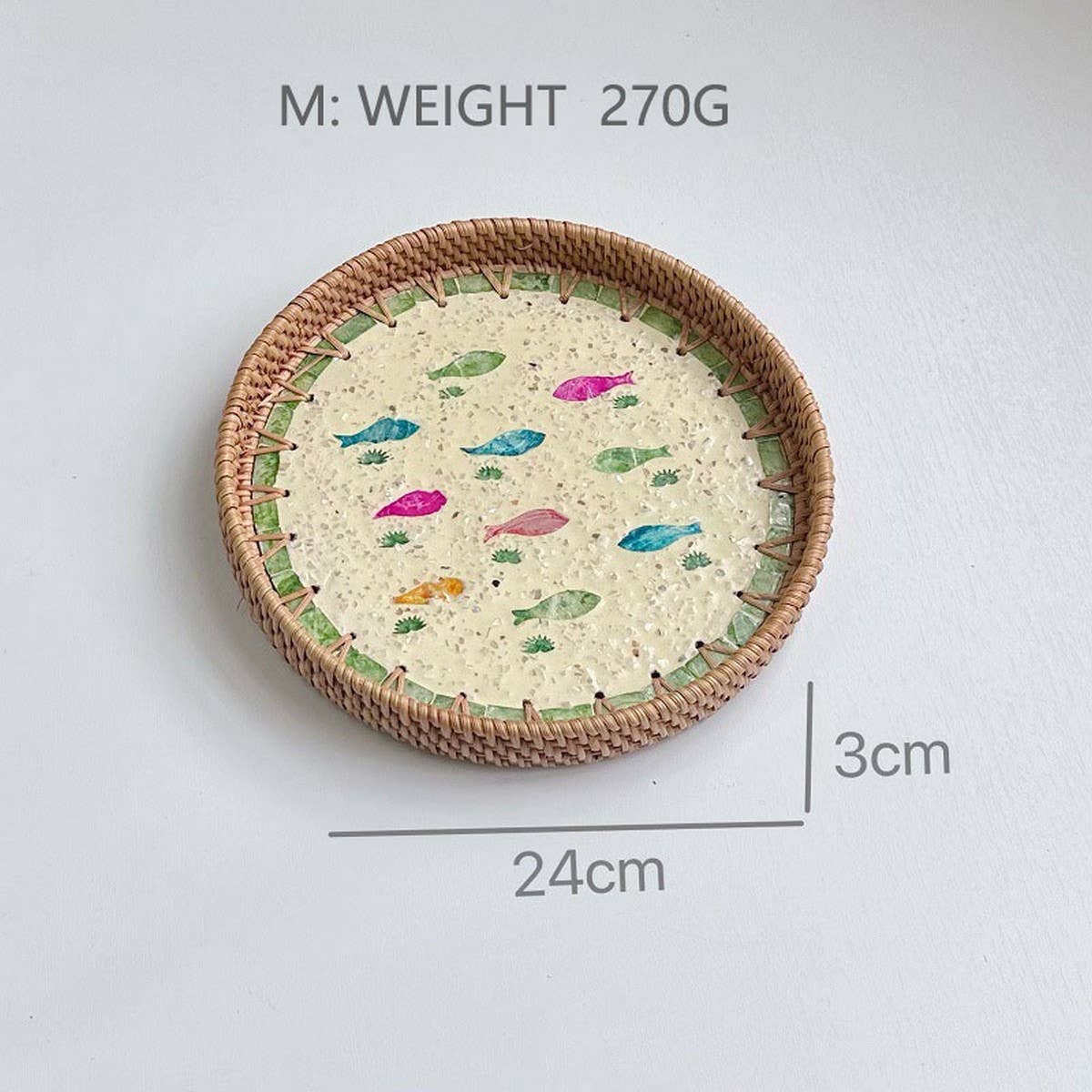 RATTAN COLORFUL SHELL CREATIVE HANDMADE FRUIT PLATE_CWMM4481