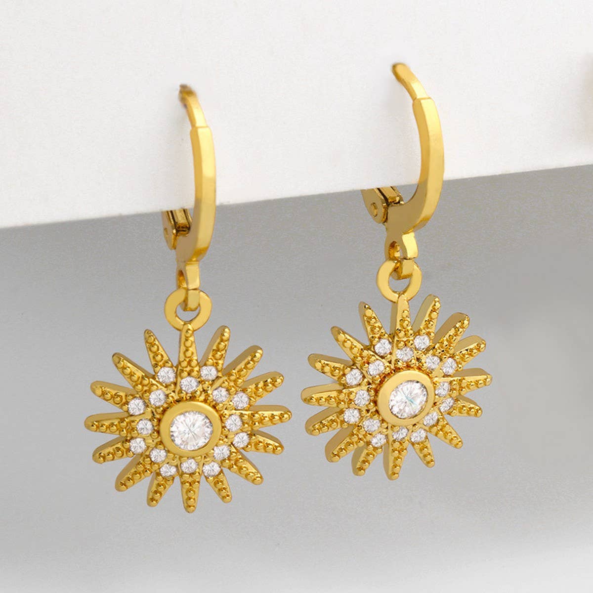 SUNFLOWER PENDANT WITH ZIRCON EARRINGS_CWAJE1016