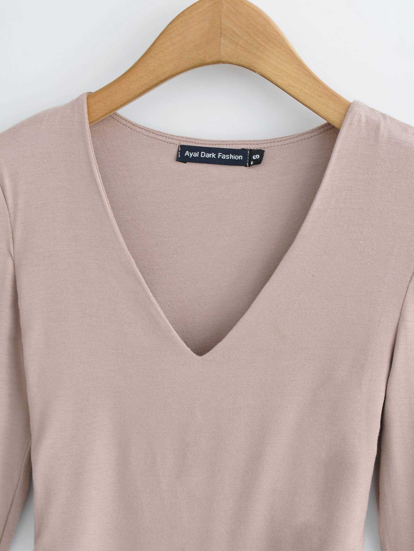 Tight Deep V-Neck Long-Sleeved One-Piece Top