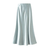 ASYMMETRICAL SATIN FISHTAIL SLIMMING MIDI SKIRT_CWBMS0353