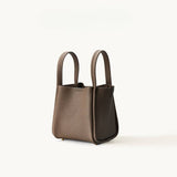 MEDIUM LEATHER BUCKET TOTE BASKET STYLE BAG_CWAB5335
