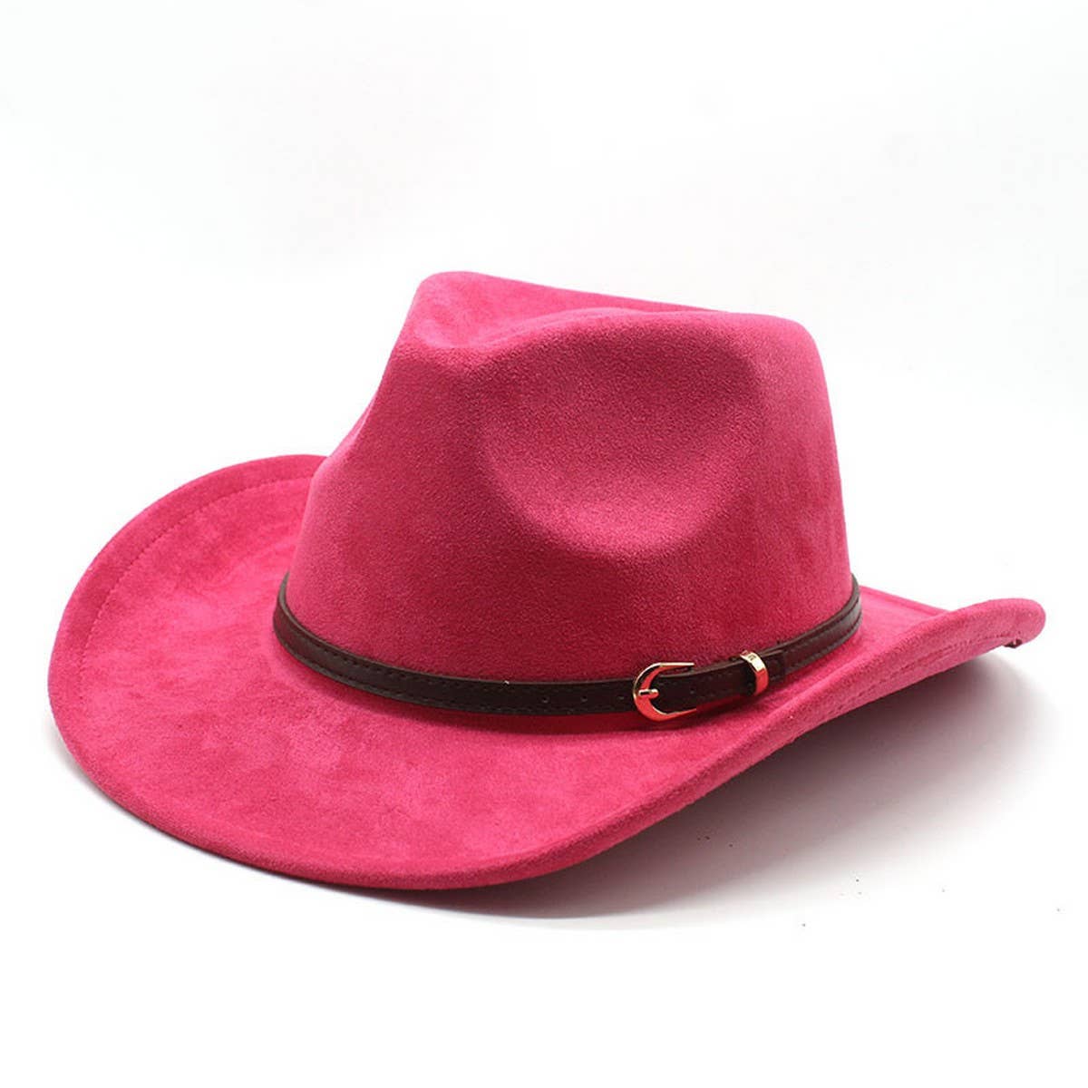 SUEDE HAT WITH LEATHER BELT WESTERN COWBOY HAT_CWAH2513