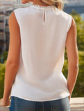 Woven Sleeveless Lace-Trim Waistcoat ??Elegant Layered Vest for Women