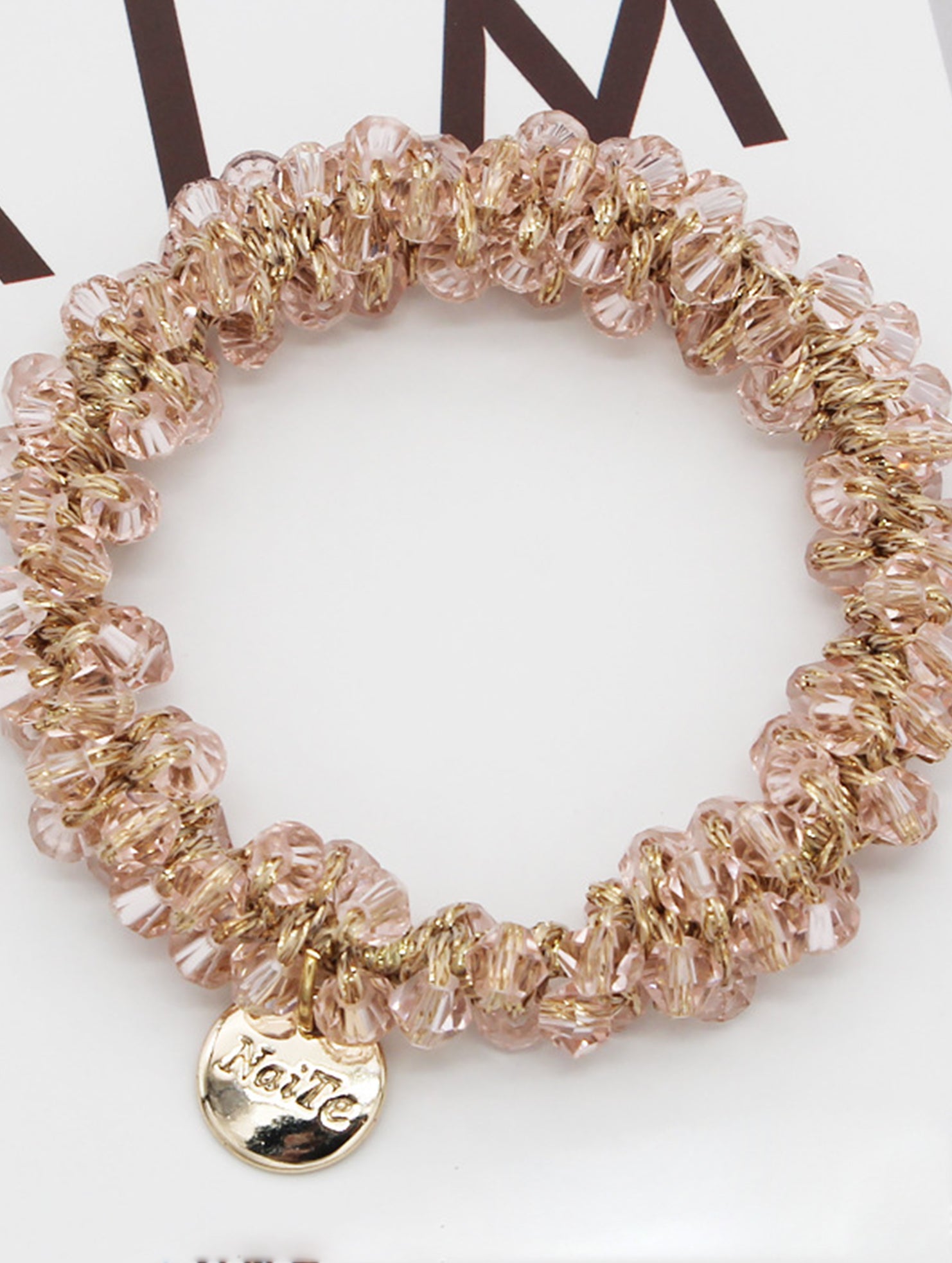 Beaded Faux Pearl Hair Tie Bracelet for Women_CWAHA07389