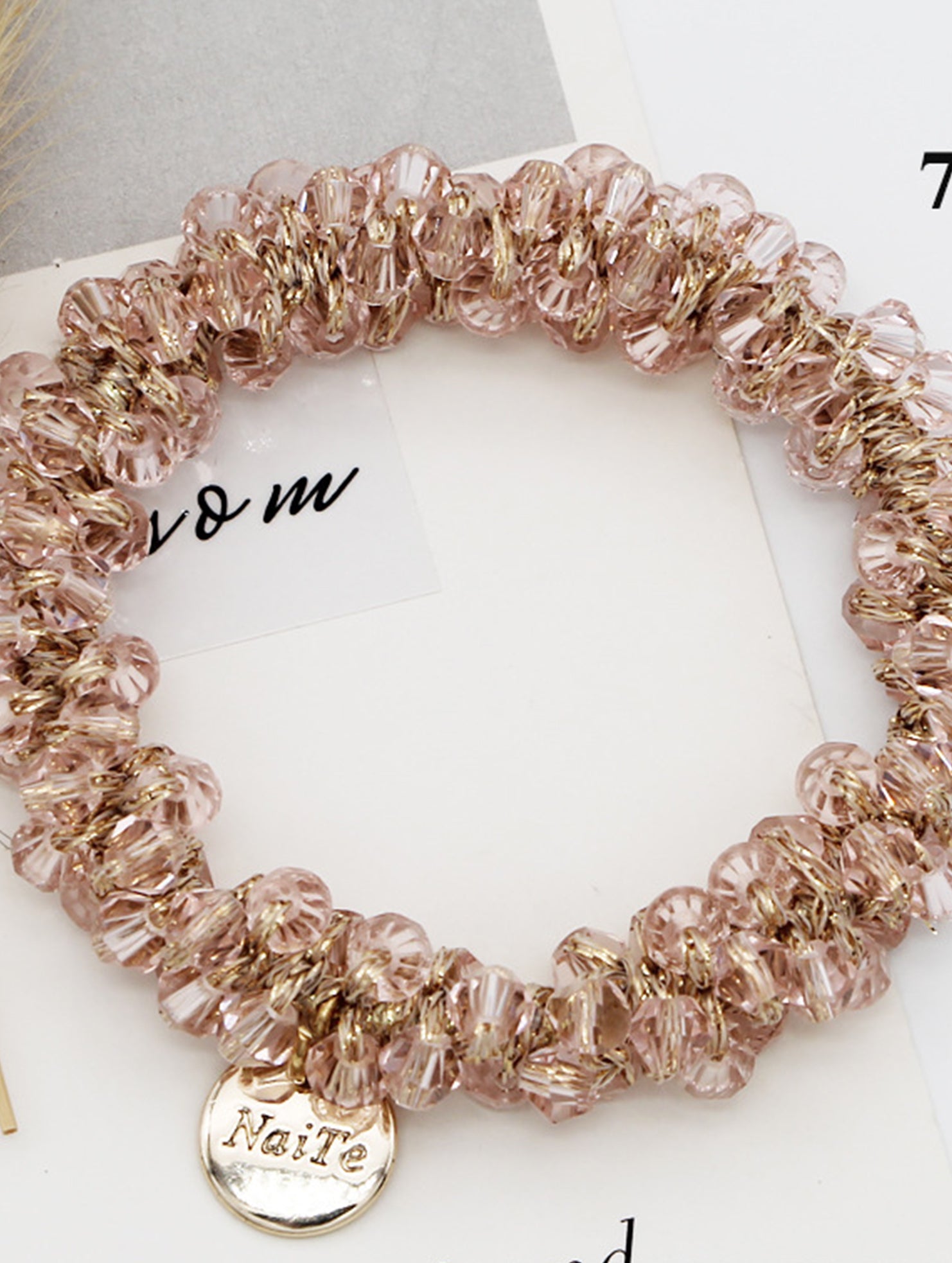 Beaded Faux Pearl Hair Tie Bracelet for Women_CWAHA07389
