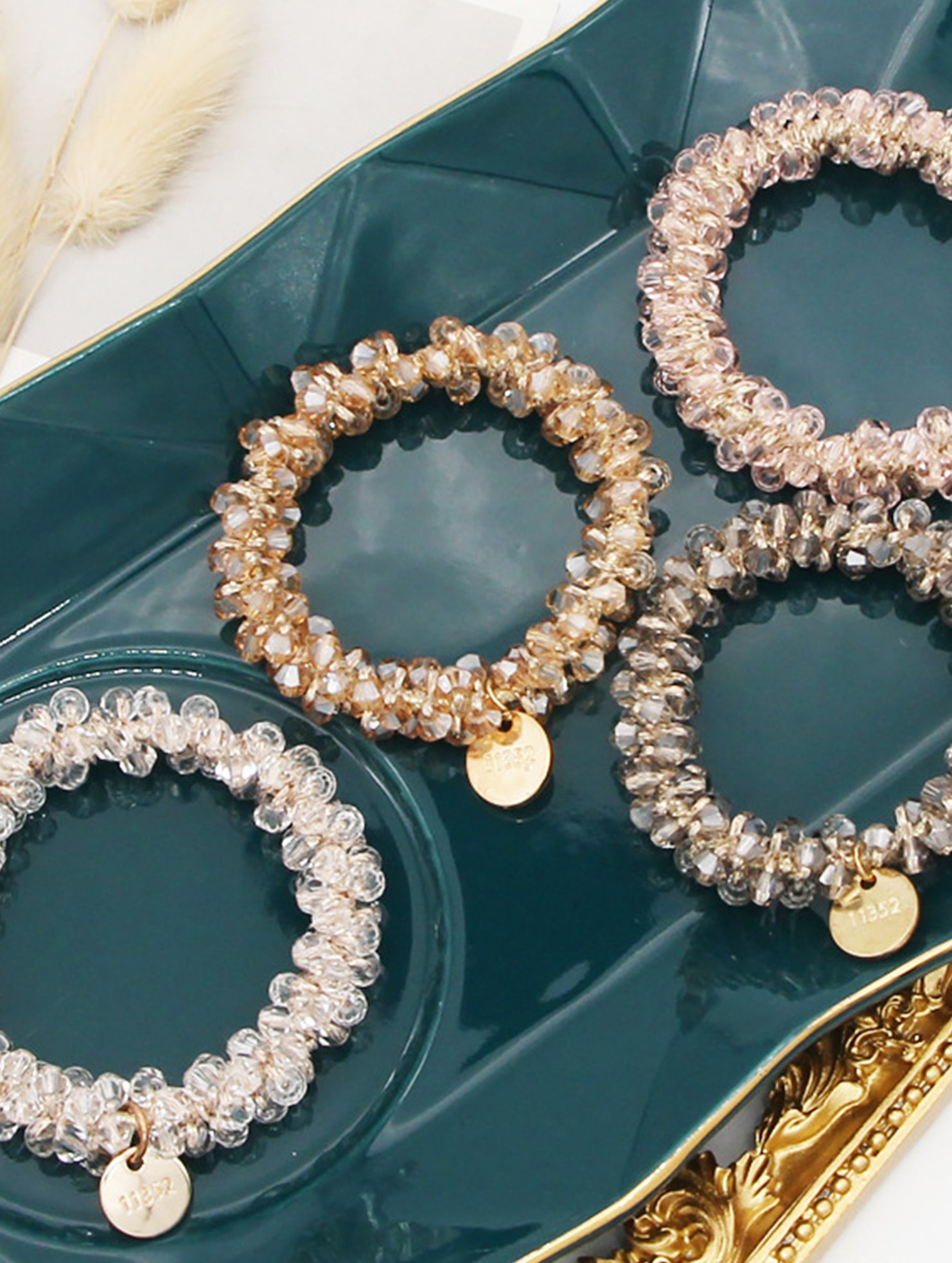 Beaded Faux Pearl Hair Tie Bracelet for Women_CWAHA07389