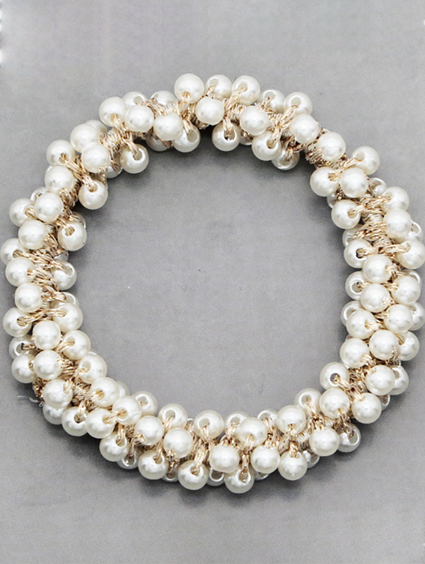 Beaded Faux Pearl Hair Tie Bracelet for Women_CWAHA07389