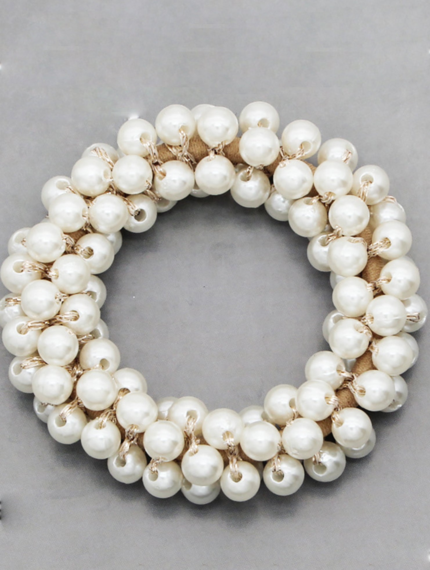 Beaded Faux Pearl Hair Tie Bracelet for Women_CWAHA07389