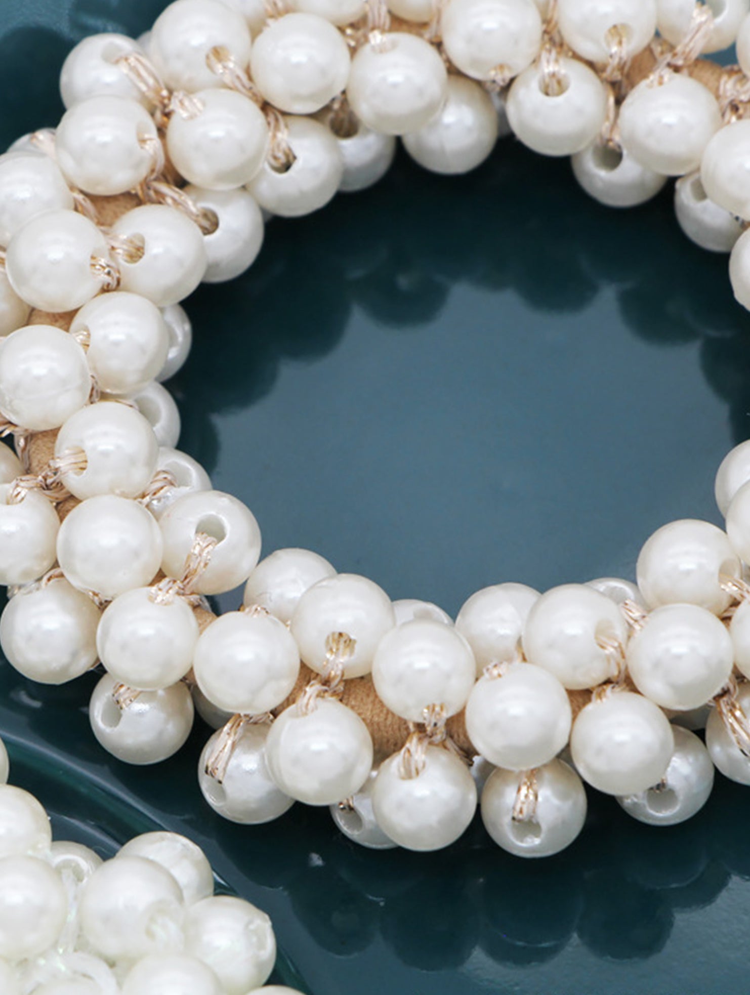 Beaded Faux Pearl Hair Tie Bracelet for Women_CWAHA07389