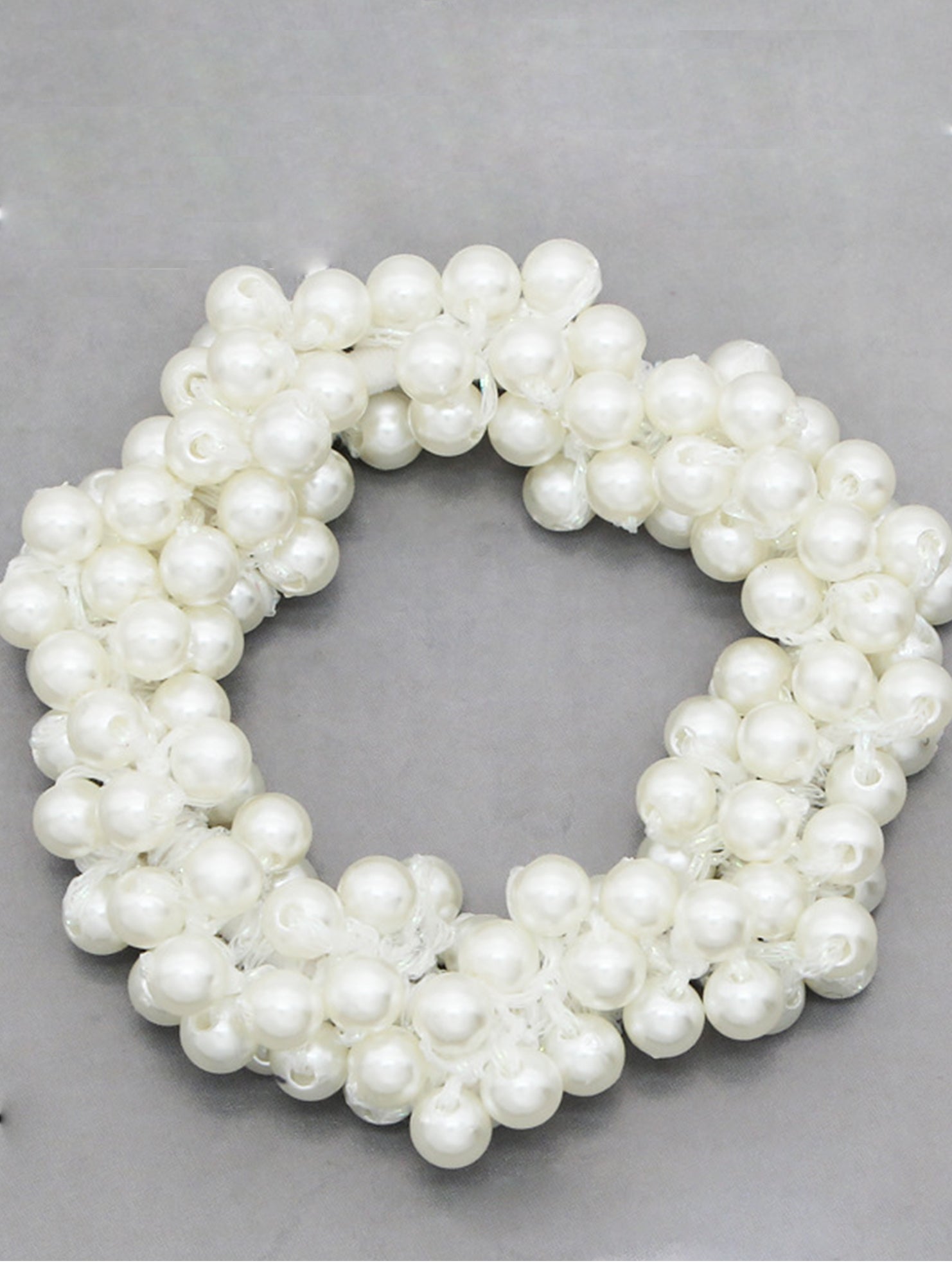 Beaded Faux Pearl Hair Tie Bracelet for Women_CWAHA07389