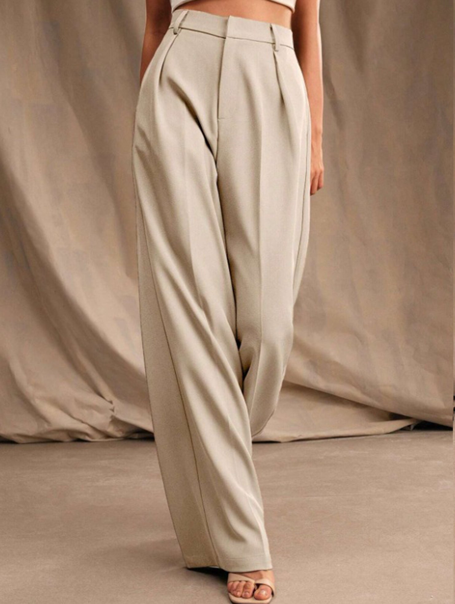Casual loose high waist drape wide leg pants