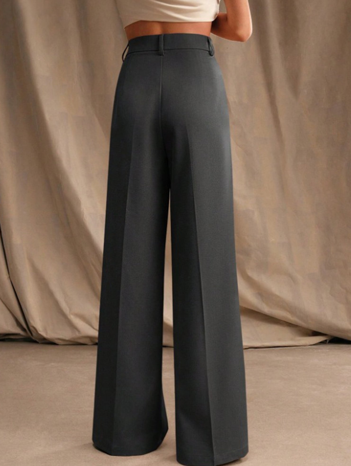 Casual loose high waist drape wide leg pants