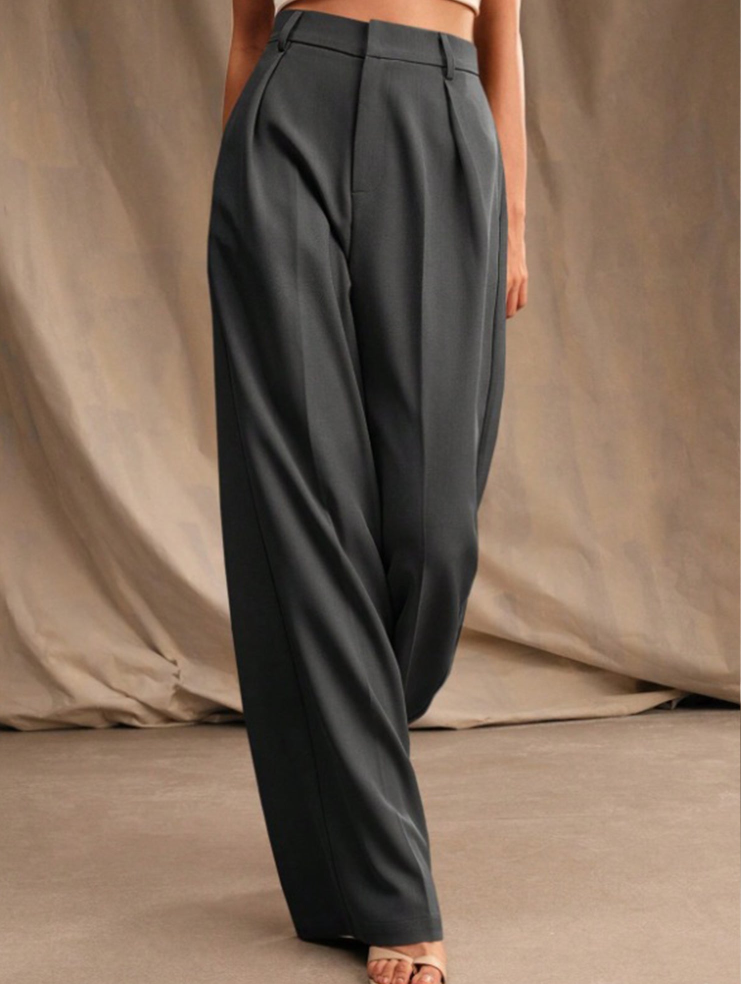 Casual loose high waist drape wide leg pants