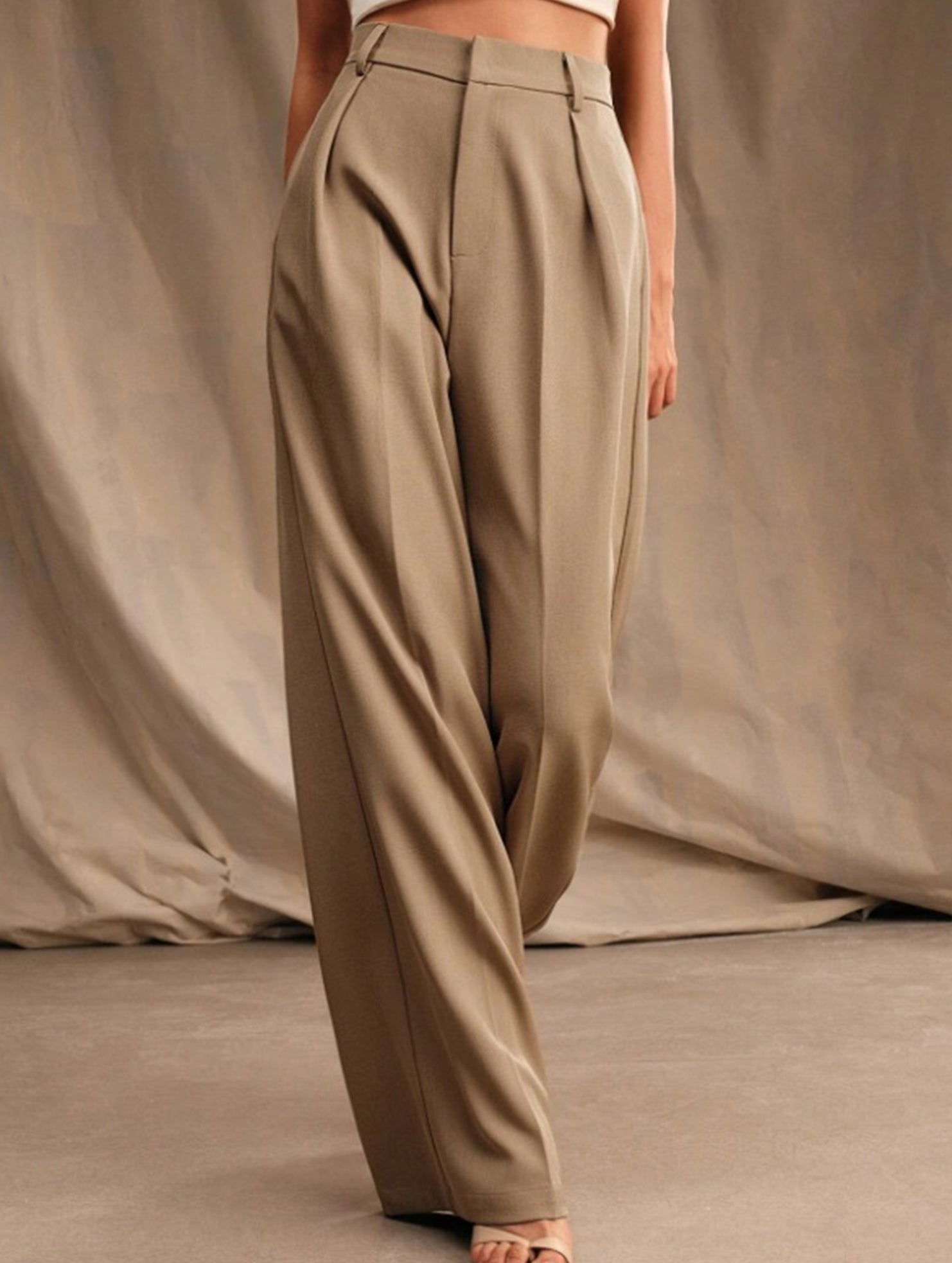 Casual loose high waist drape wide leg pants