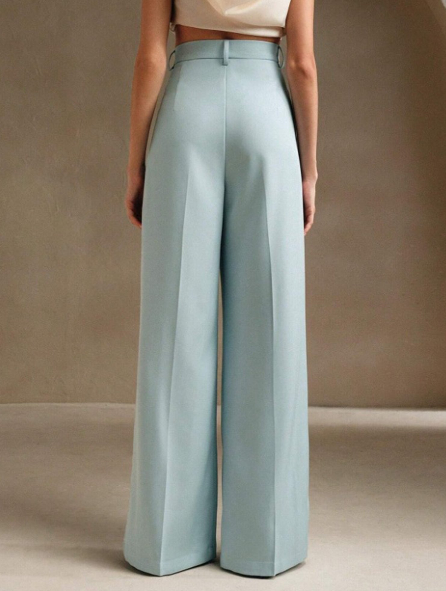 Casual loose high waist drape wide leg pants