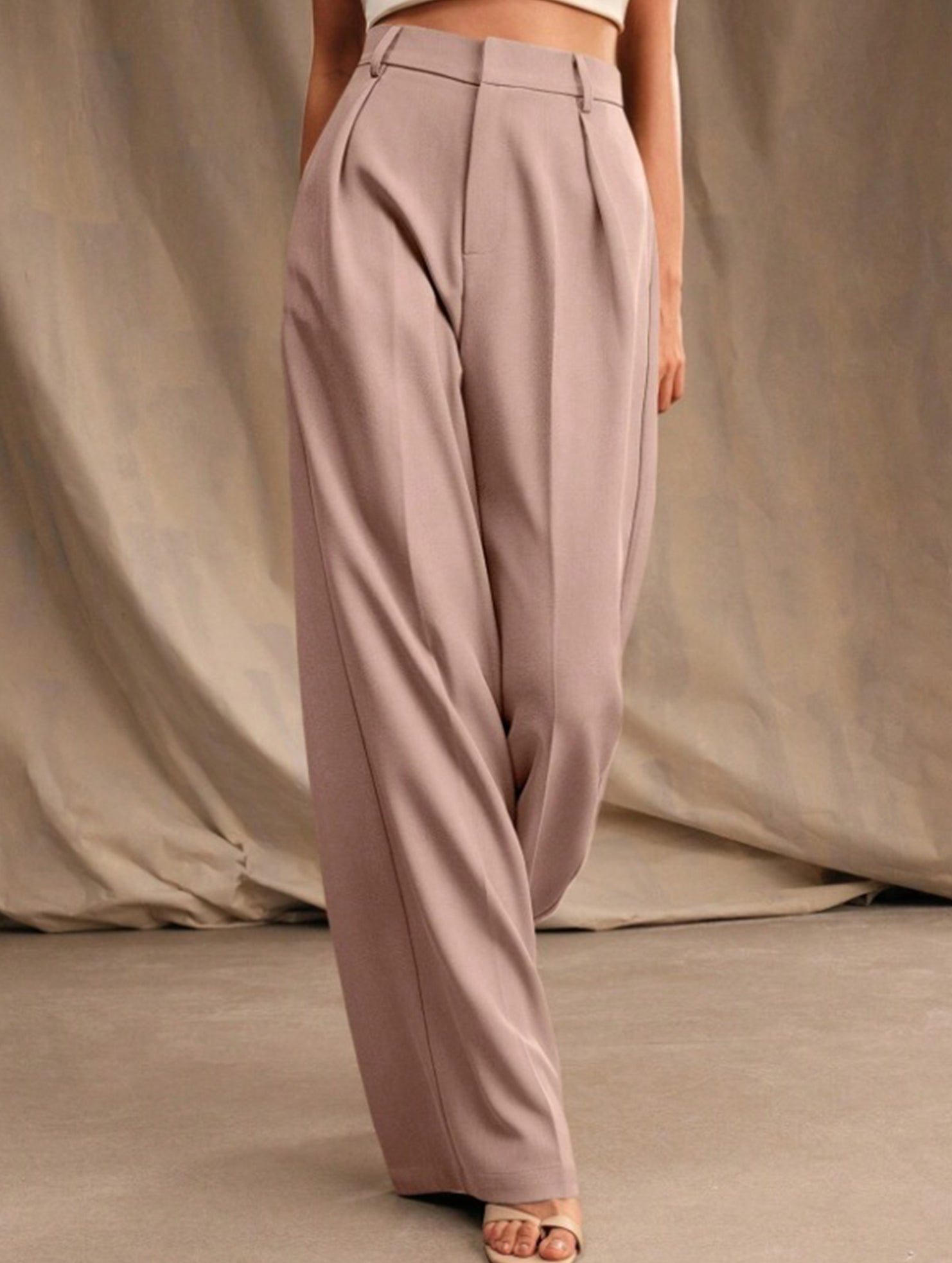 Casual loose high waist drape wide leg pants