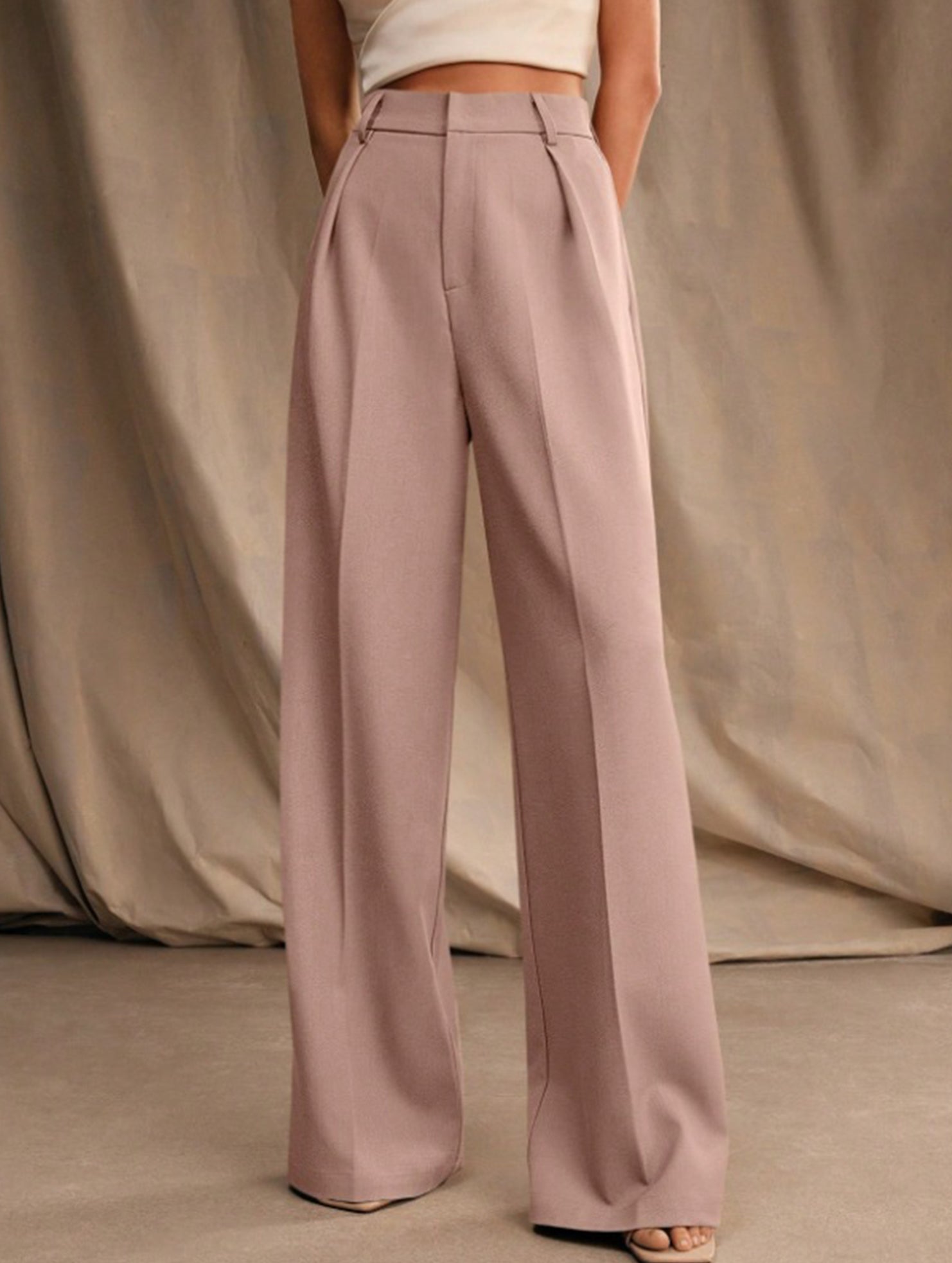Casual loose high waist drape wide leg pants