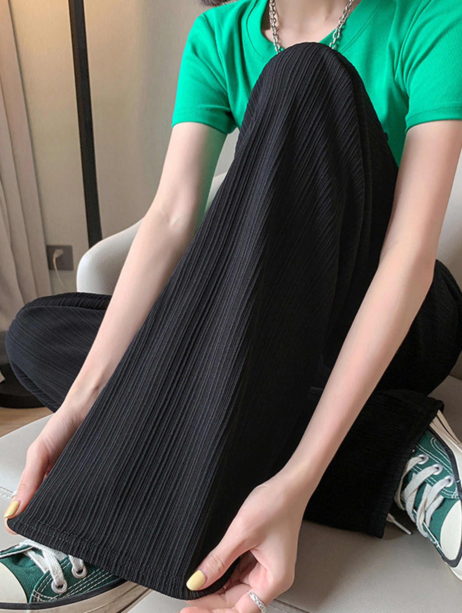 Loose straight-leg slim casual trousers