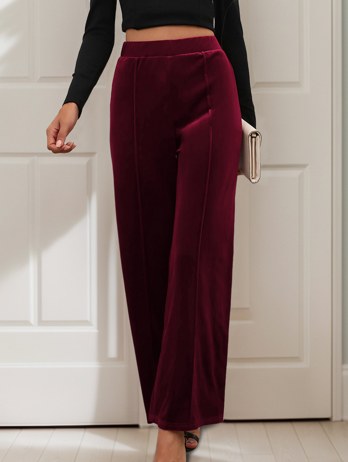 Retro solid color drape wide-leg pants