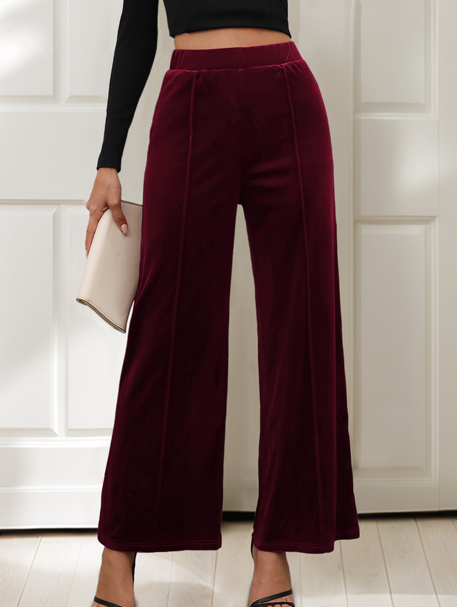 Retro solid color drape wide-leg pants