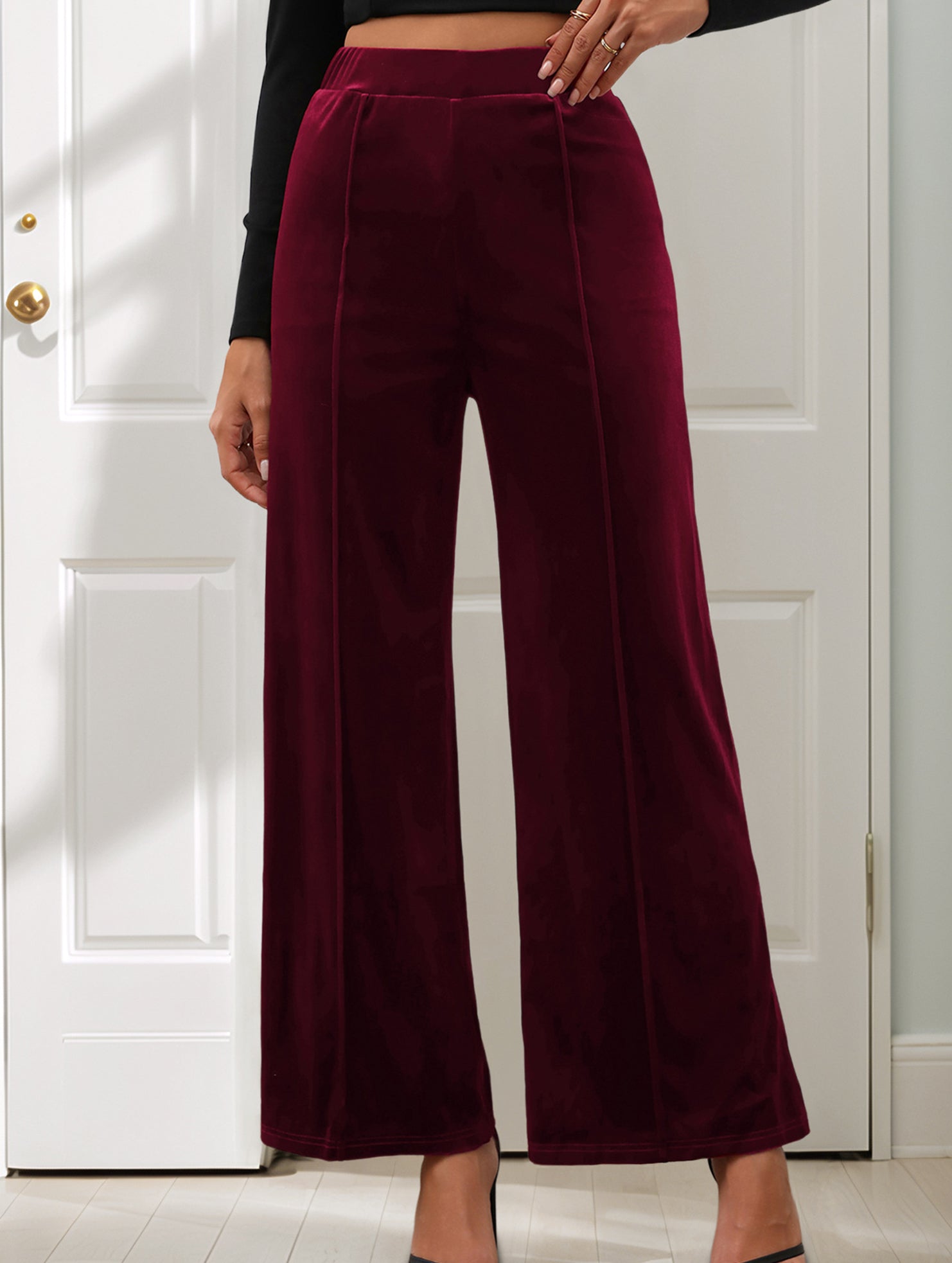 Retro solid color drape wide-leg pants