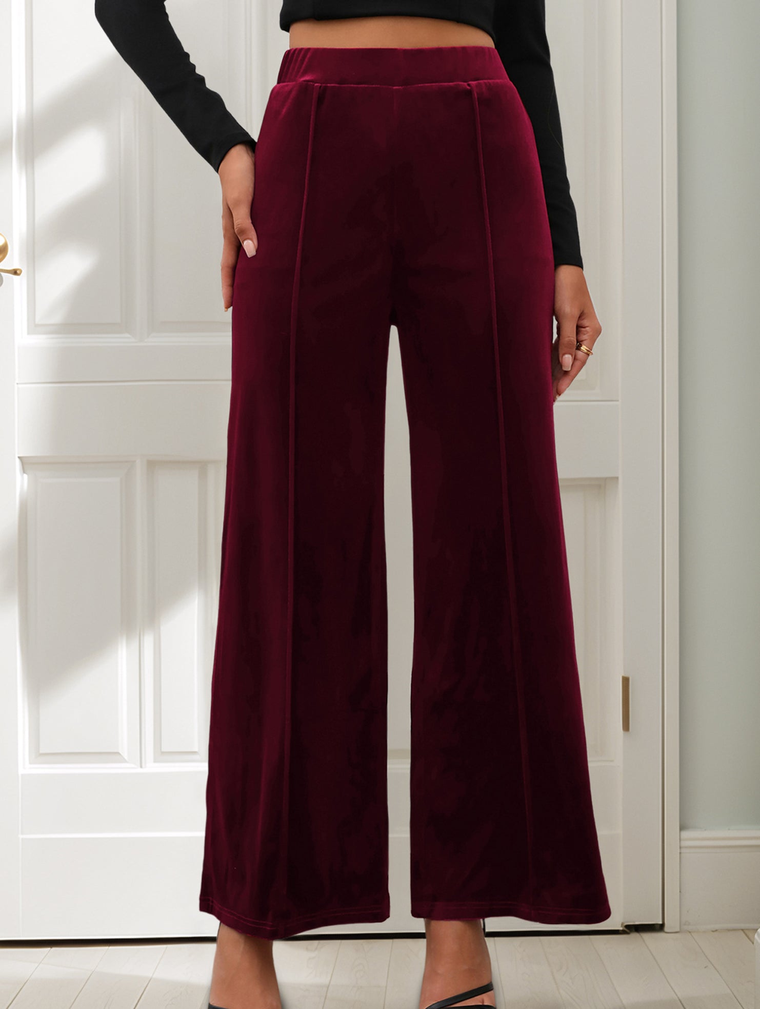 Retro solid color drape wide-leg pants