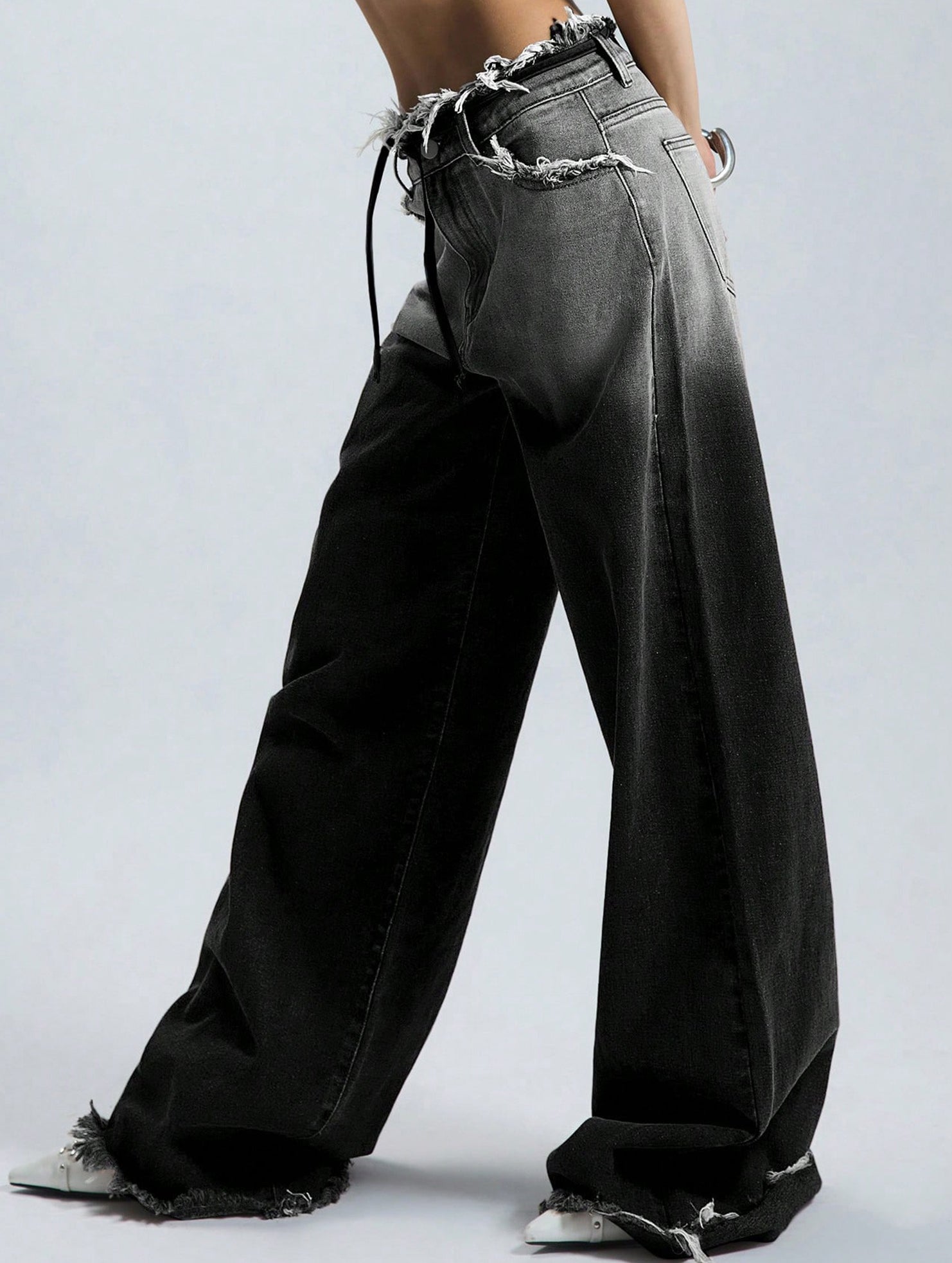 Low-rise loose straight-leg trousers